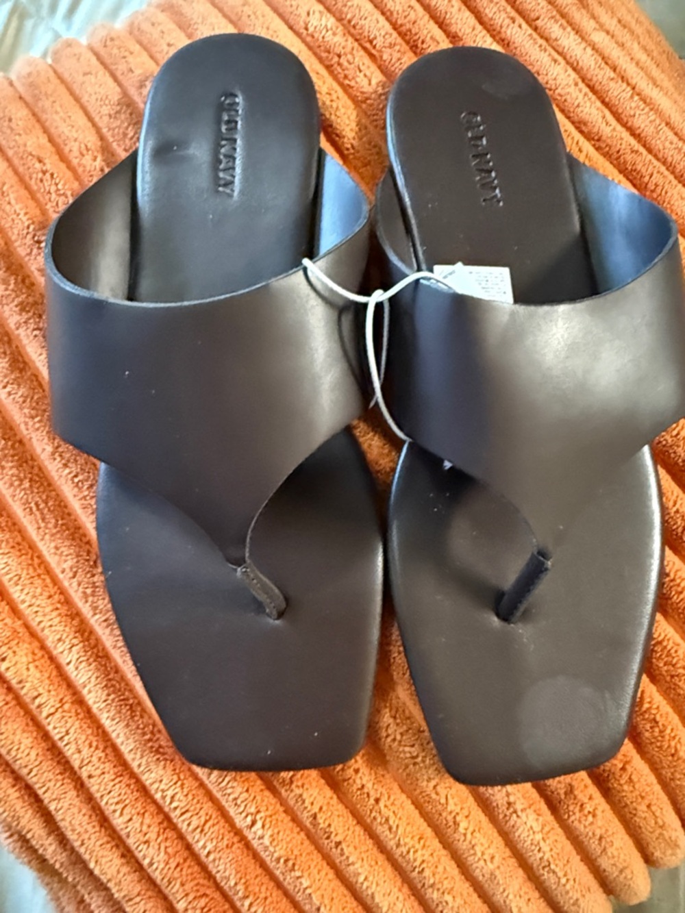 Old Navy Brown faux Leather wide Slide Sandals| size 7